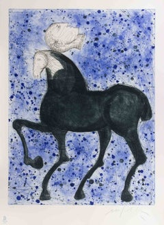 Caballo y caballero - Aguafuerte de Mimmo Paladino - 2008