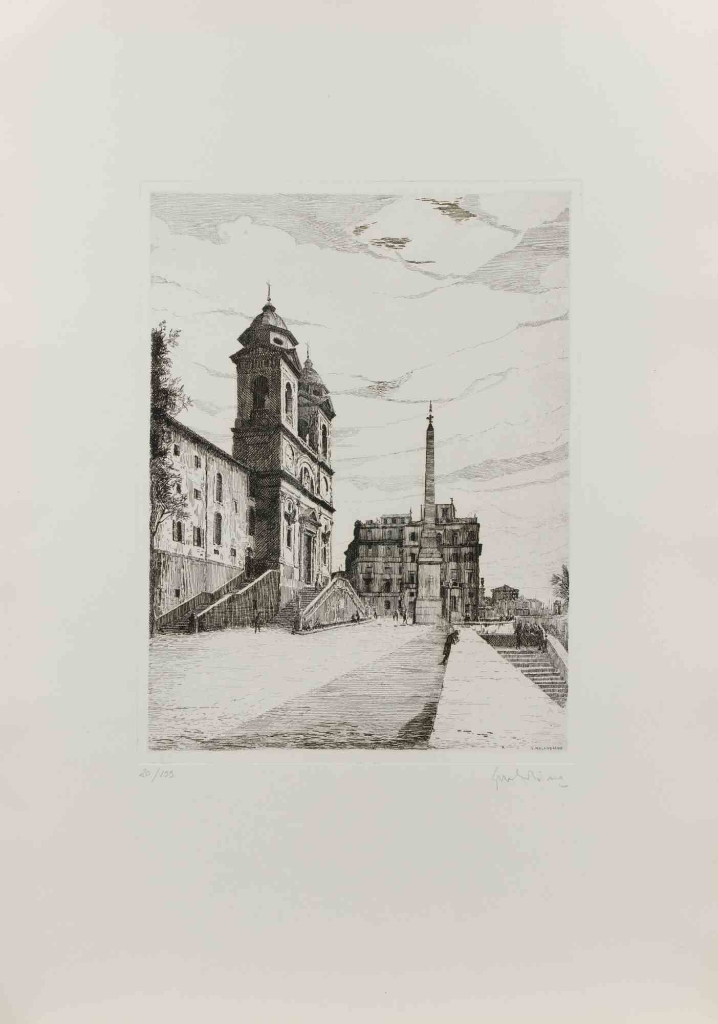 Piazza di Spagna è un'opera d'arte realizzata da Giuseppe Malandrino negli anni Settanta.

Incisione in bianco e nero su carta.

Autografato e numerato a mano nel margine inferiore.

Edizione di 199.

Condizioni eccellenti.



