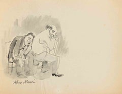 At the Doctor's, Watercolor, Modern Style, Signed, 1936ca, Unframed