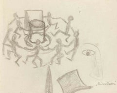 The Round Dance, Charcoal, Modern Style, Signed, 1936 ca, Unframed