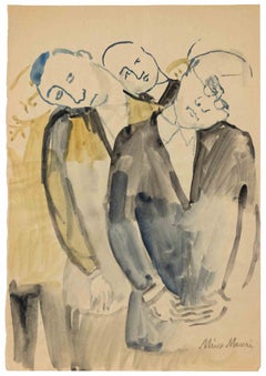 The Undecided, Watercolor, Modern Style, Signed, 1938ca, Unframed