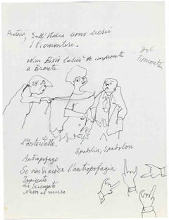 « The Interdict », à l'encre, style moderne, années 1950, non encadré
