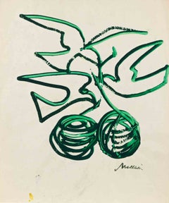 « Les colombes de la paix », aquarelle, style moderne, signée, vers 1940, non encadrée