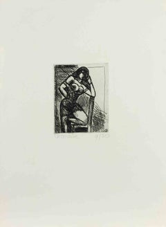 Nu de femme, gravure à l'eau-forte, signée, 1926, d'époque