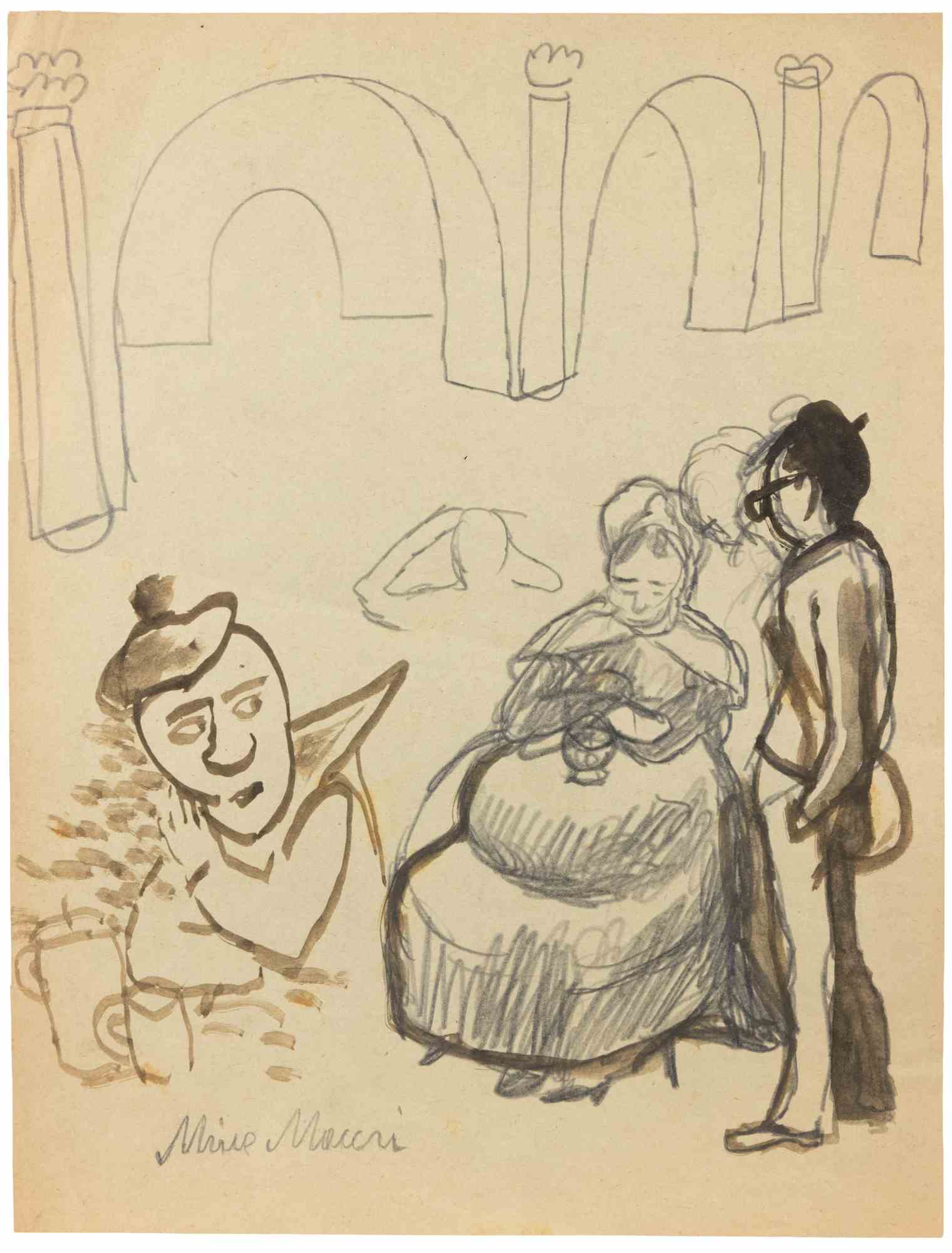 Studies, Charcoal, Modern Style, Signed, 1960s, Unframed