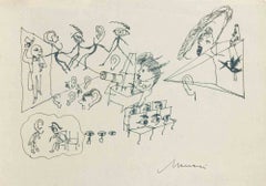 «Síntesis del cine», tinta, estilo moderno, firmada, hacia 1940, sin enmarcar