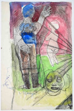 The Dream, Charcoal, Modern Style, Signed, 1960s, Unframed
