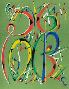 Lettera B, litografia di Rafael Alberti, astratta, 1972, senza cornice