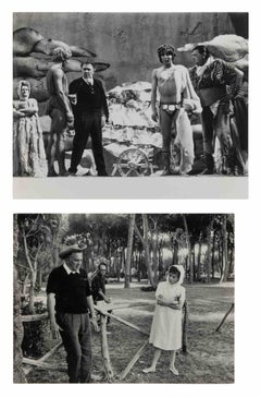Zwei historische Pressefotos aus den Dreharbeiten zu „Fellini Satyricon“ (1969)