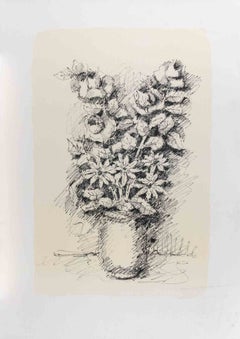 Vase de fleurs - Lithographie de Franco Marzilli - Années 1990