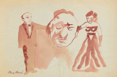« Le Grand Bal », aquarelle, style moderne, signée, 1936, non encadrée