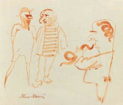 « Le charmeur de serpents », aquarelle, style moderne, signée, années 1940, non encadrée