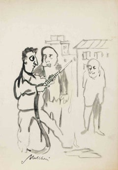No More Water, Watercolor, Modern Style, Signed, 1940s, Unframed