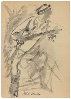 The Fisherman, Watercolor, Modern Style, Signed, 1934 ca, Unframed
