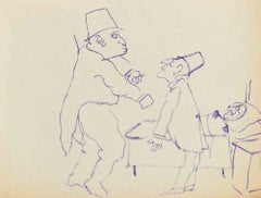 « L'ingrat », aquarelle, style moderne, vers 1936, non encadrée