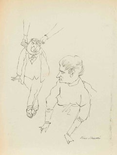 « L'ingrat », aquarelle, style moderne, vers 1936, non encadrée