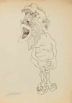Le Monstre, dessin à la plume, style moderne, signé, vers 1936, non encadré