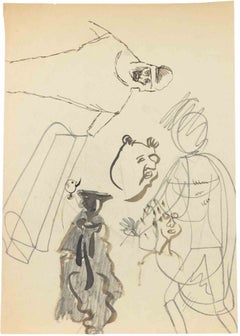 Le Monstre, dessin à la plume, style moderne, signé, vers 1936, non encadré