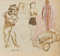 Esquisses, aquarelle, style moderne, signées, vers 1934, non encadrées