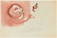 « Interpénétration de la pensée », encre, style moderne, signée, vers 1934, non encadrée