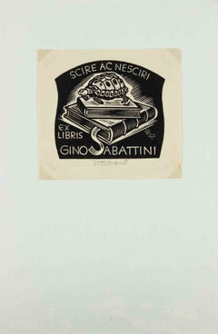 Ex Libris Gino Sabattini, Woodcut, Signed, 1947, Unframed