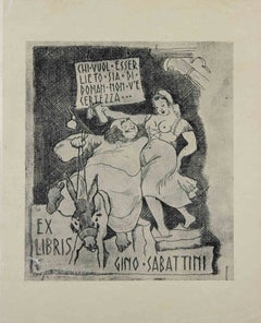 Ex Libris Gino Sabattini, Etching, Early 20th Century, Unframed