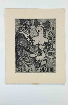 Occulta Ex Libris Gino Sabattini, Woodcut, Early 20th Century, Unframed