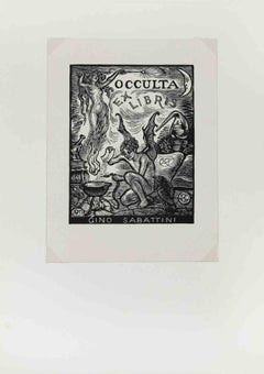 Occulta Ex Libris Gino Sabattini, Woodcut, Early 20th Century, Unframed