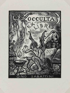 Occulta Ex Libris Gino Sabattini, Woodcut, Early 20th Century, Unframed