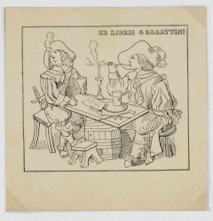 Ex Libris G. Sabattini, Woodcut, Early 20th Century, Unframed