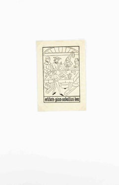 Ex Libris Gino Sabattini, Woodcut, Early 20th Century, Unframed