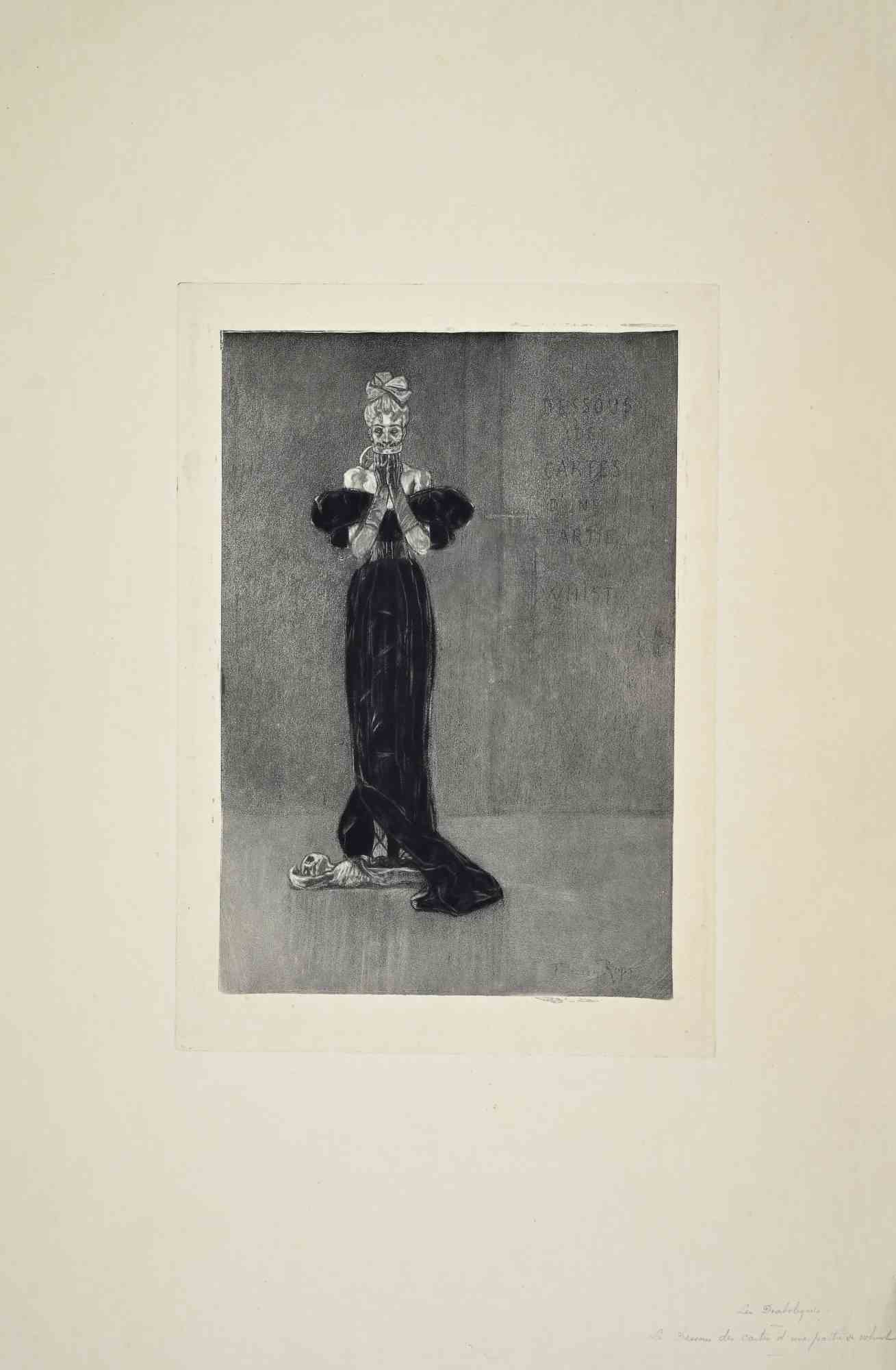 Le Dessous de Cartes d'une Partie de Whist - Etching by Félicien Rops - 1882