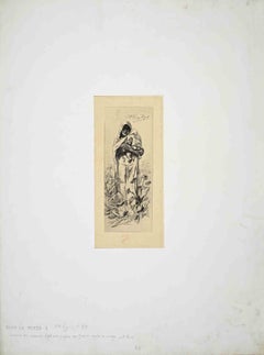 Dans le Pusta - Etching by Félicien Rops - 1880s