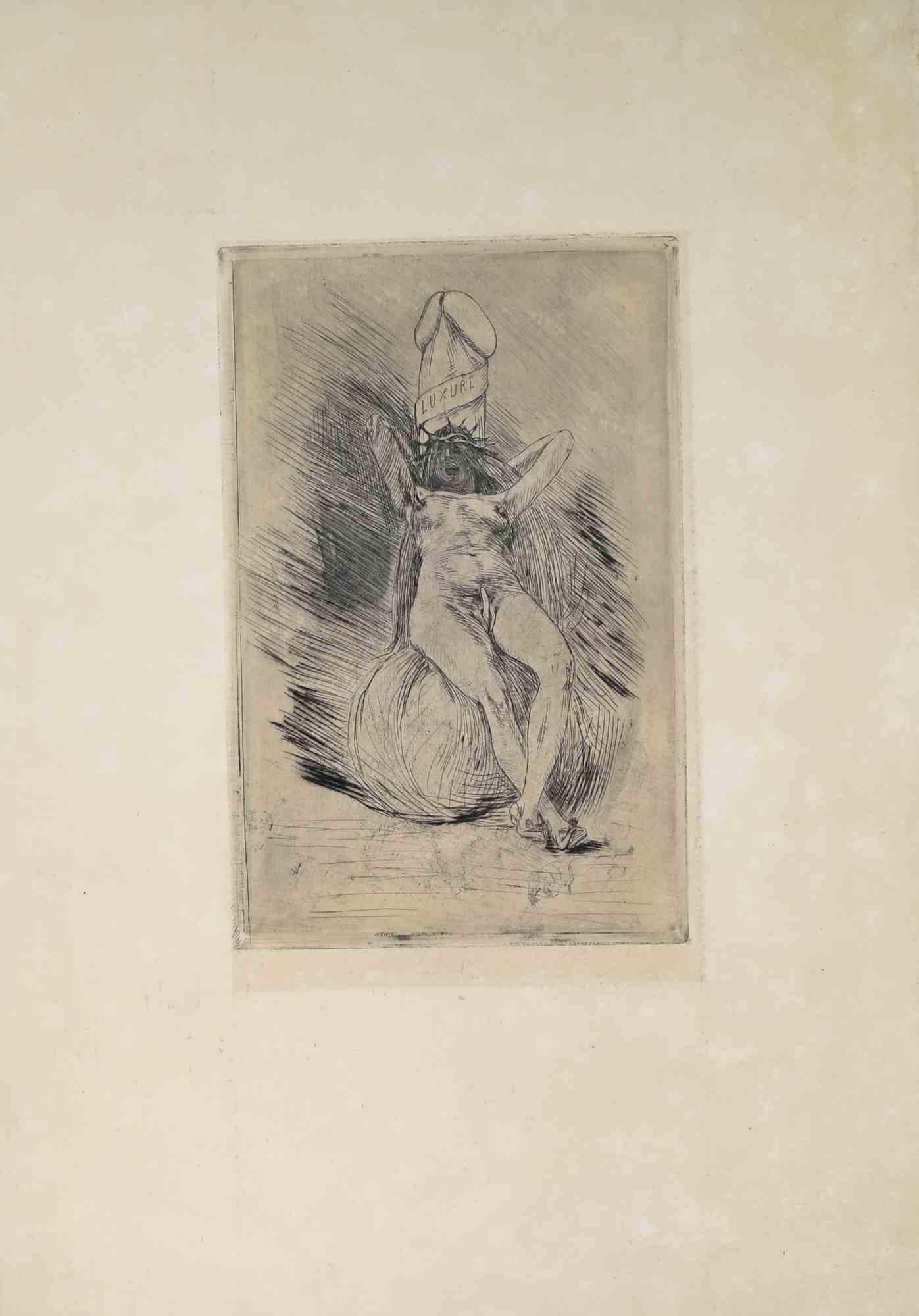 La Luxure – Radierung von Félicien Rops – 1880er Jahre