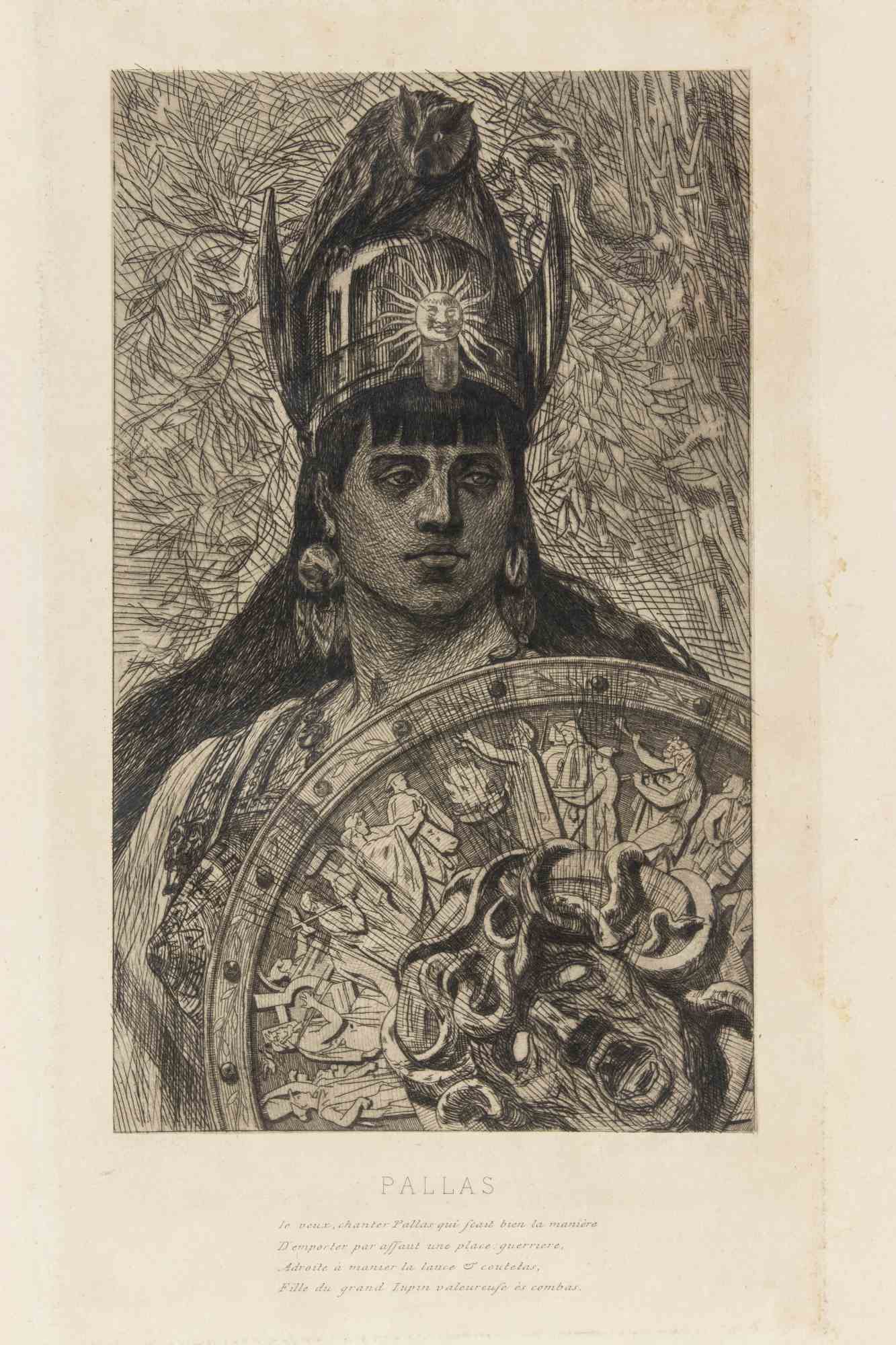 Pallas - Etching by Félicien Rops - 1874
