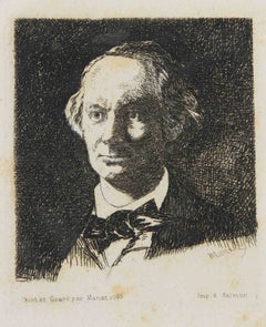 Portrait of Charles Baudelaire - Etching by Edouard Manet - 1868