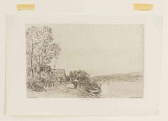 Bords du Loing (Banks of the Loing) - Etching by Alfred Sisley - 1890