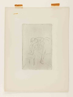 Danseuse mettant son chausson - Etching by Edgar Degas - 1888 ca.