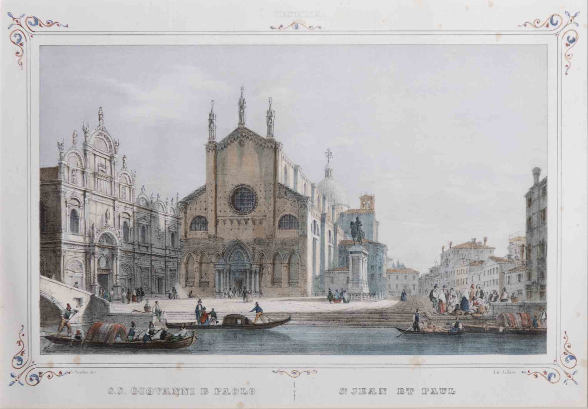 Venecia, iglesia de San Giovanni e Paolo — Litografía de Giuseppe Kier — Siglo XIX