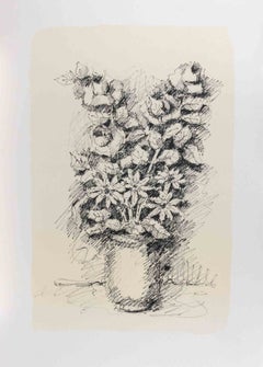 Vaso di fiori - Litografia di Franco Marzilli - Anni '90