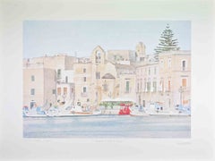 When the Port is Silent - Lithograph by Rosanna Cattaneo - 1990s