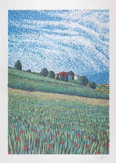 Campagna - Litografia di Lucio Rofrano - Anni '90