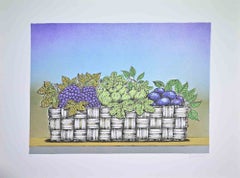 Still Life with Basket of Fruit - Lithograph by Bruno Caruso - 1980s