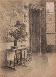 Interior of a House- Drawing by Paul Bessand - Mid-20th Century
