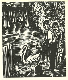 The Park - Woodcut by Frans Masereel - 1964