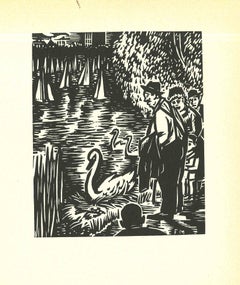 The Park - Woodcut by Frans Masereel - 1964