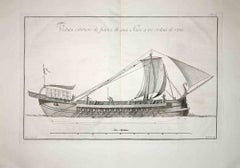 Ancient Roman Ship - Etching by Nicola Fiorillo - 18th Century