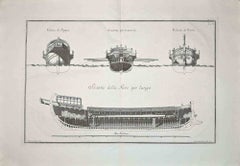 Ancient Roman Ship - Etching by Francesco Cepparolli - 18th Century