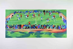 Fußballcamp - Lithographie von Giovanni Omiccioli - 1973