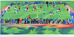 Fußballcamp - Lithographie von Giovanni Omiccioli - 1973